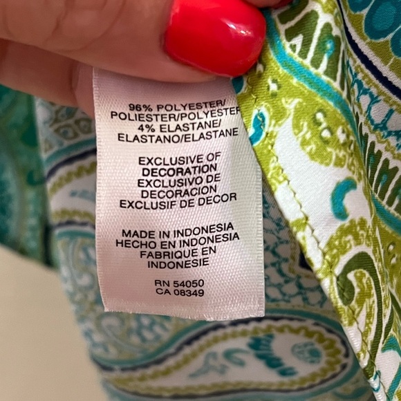 ⚫️ BOGO Jones New York Blue Green Paisley Women's Top Flowy summer Vacation SP - Picture 8 of 8